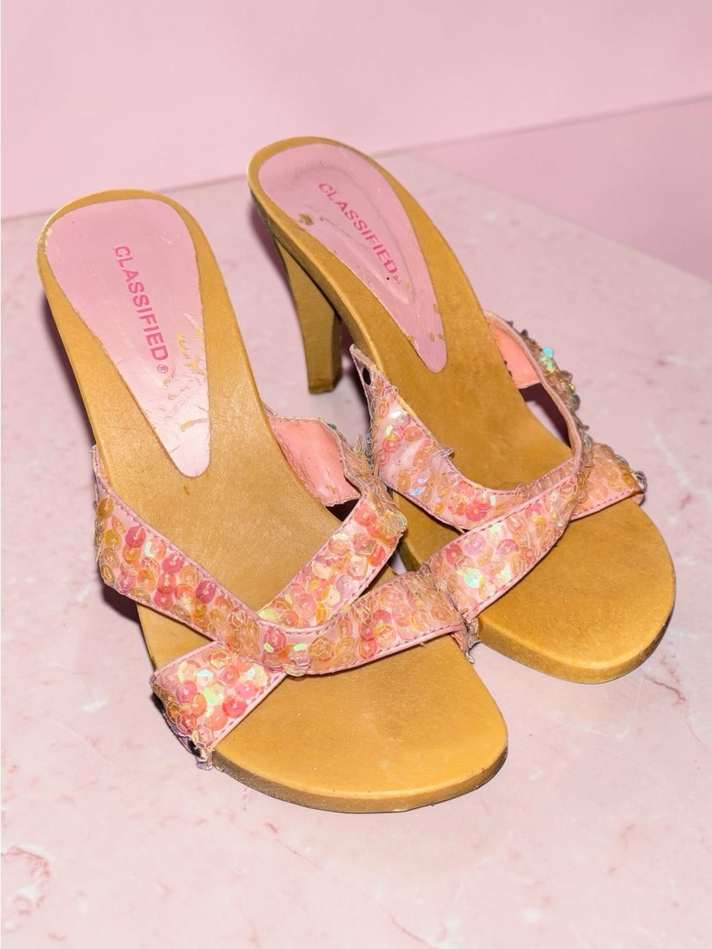 Y2K Classified Pink Sequin Heels 💕✨